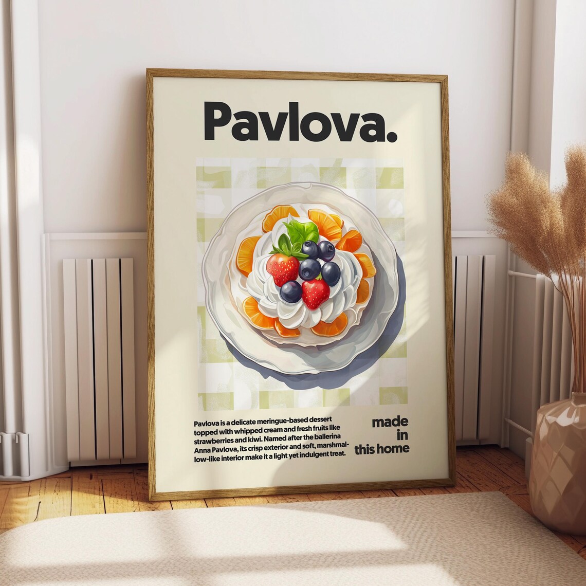 Pavlova Meringue Dessert Berries Homemade Kitchen Art Poster