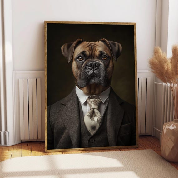 Brindle French Bulldog Suit Portrait Dog Poster Pet Tuxedo Art Gift For Lover Funny