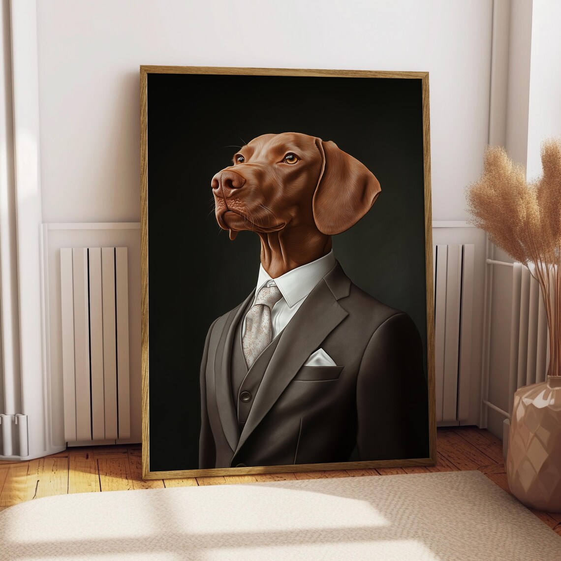 Vizsla Suit Portrait Dog Poster, Custom Pet Art