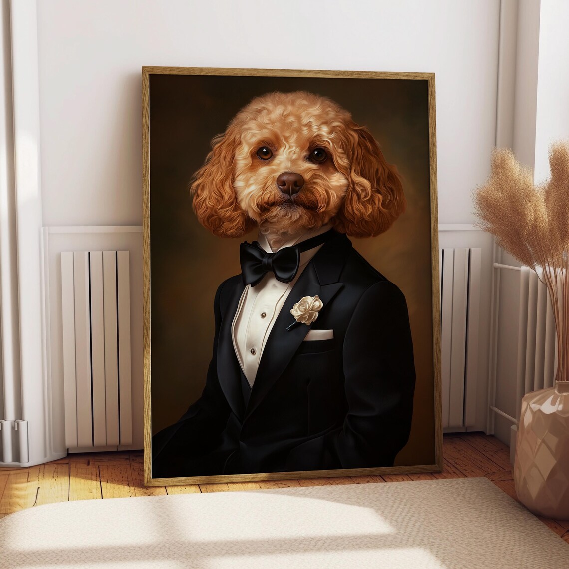 Cavapoo Suit Portrait, Custom Dog Poster Print