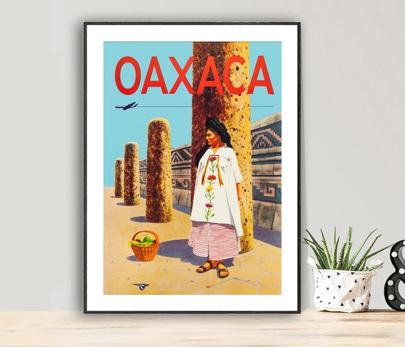 Oaxaca Mexica Vintage Travel Poster Print