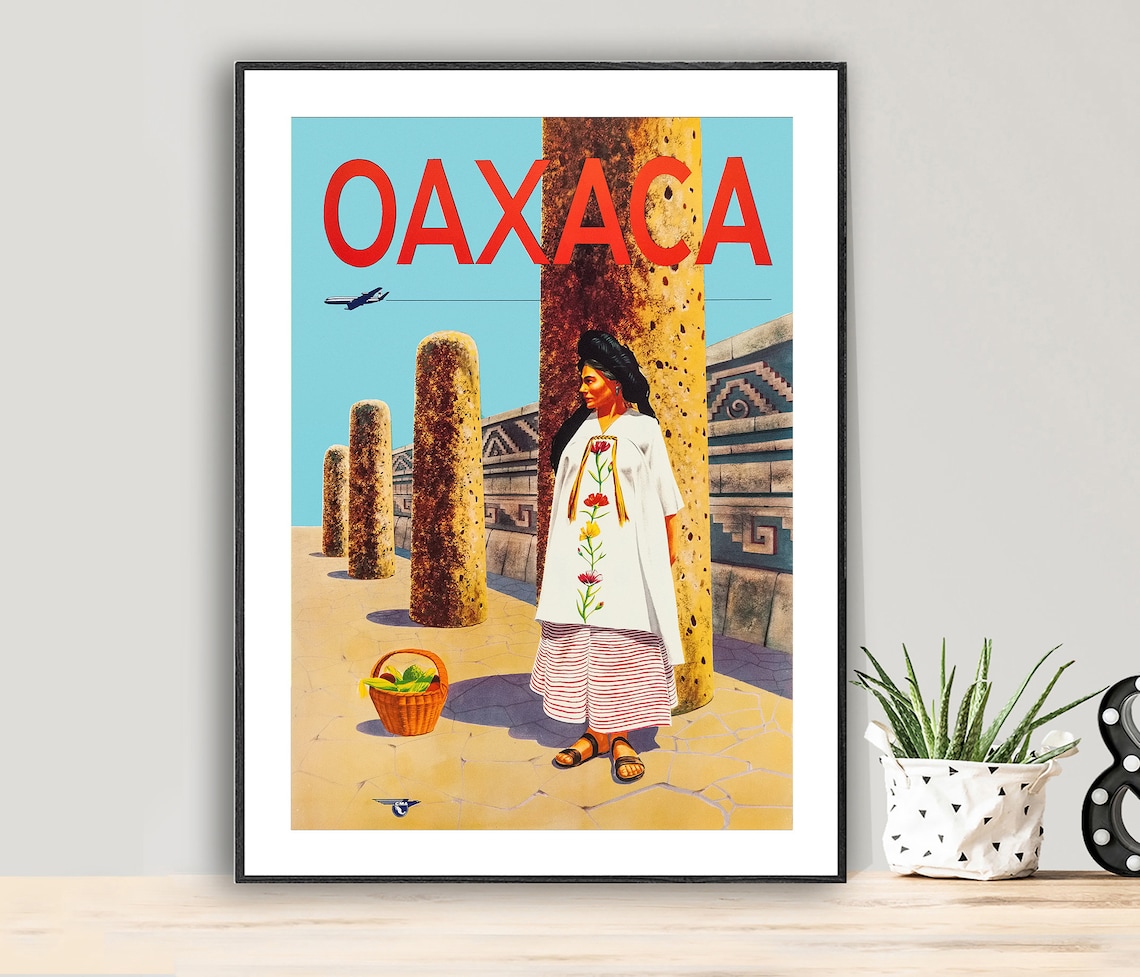 Oaxaca Mexica Vintage Travel Poster Print