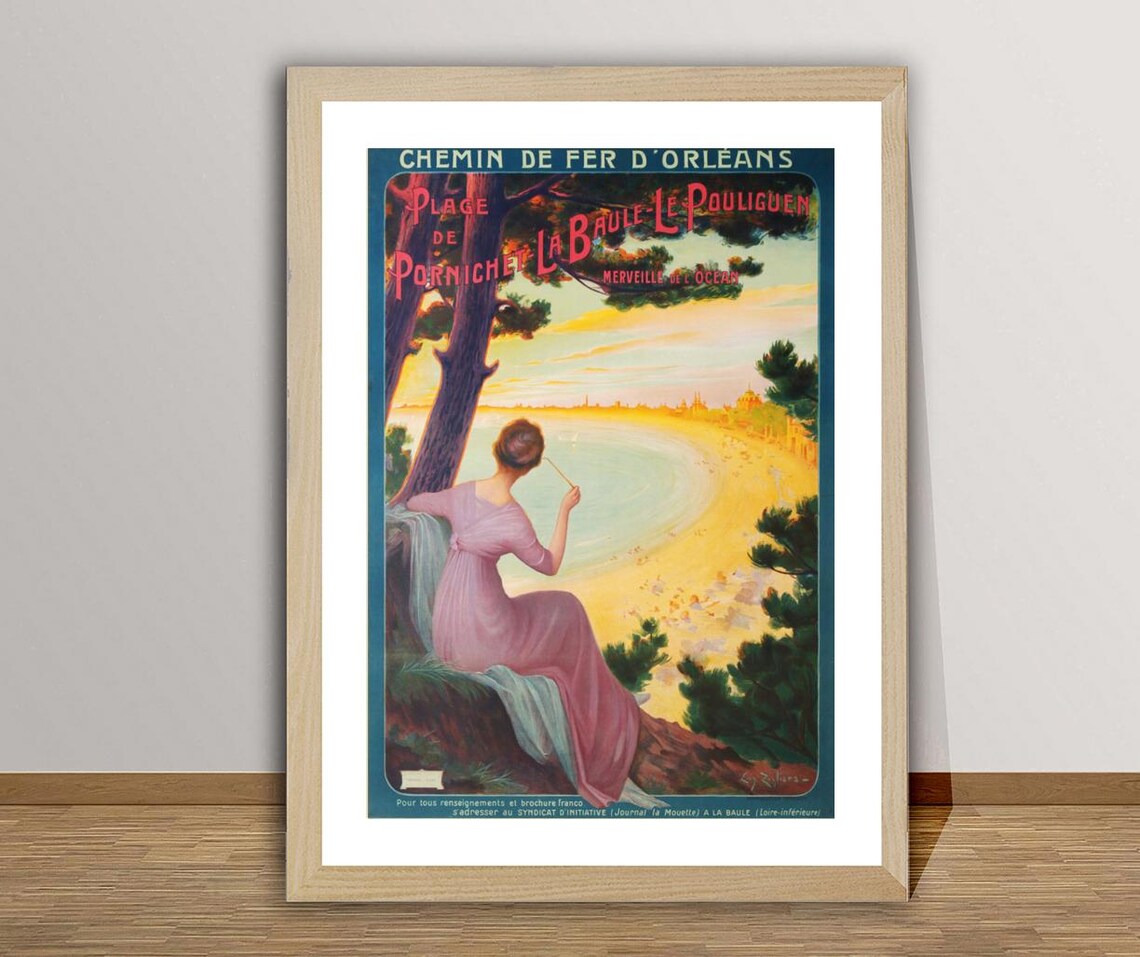 Pornichet La Baule Le Pouliguen Brittany Beach Vintage Travel Poster