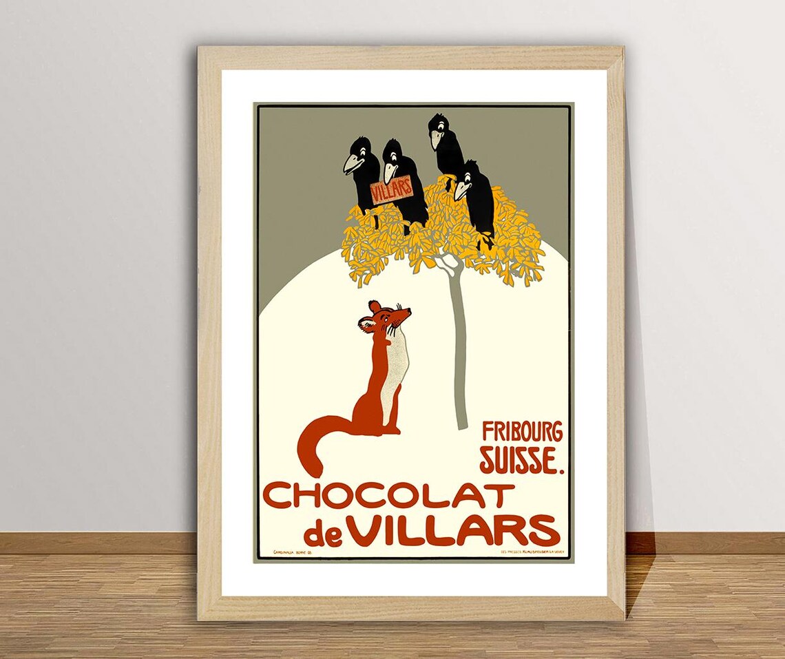 Chocolat De Villars Fribourg Suisse Vintage Travel Poster - Image 2
