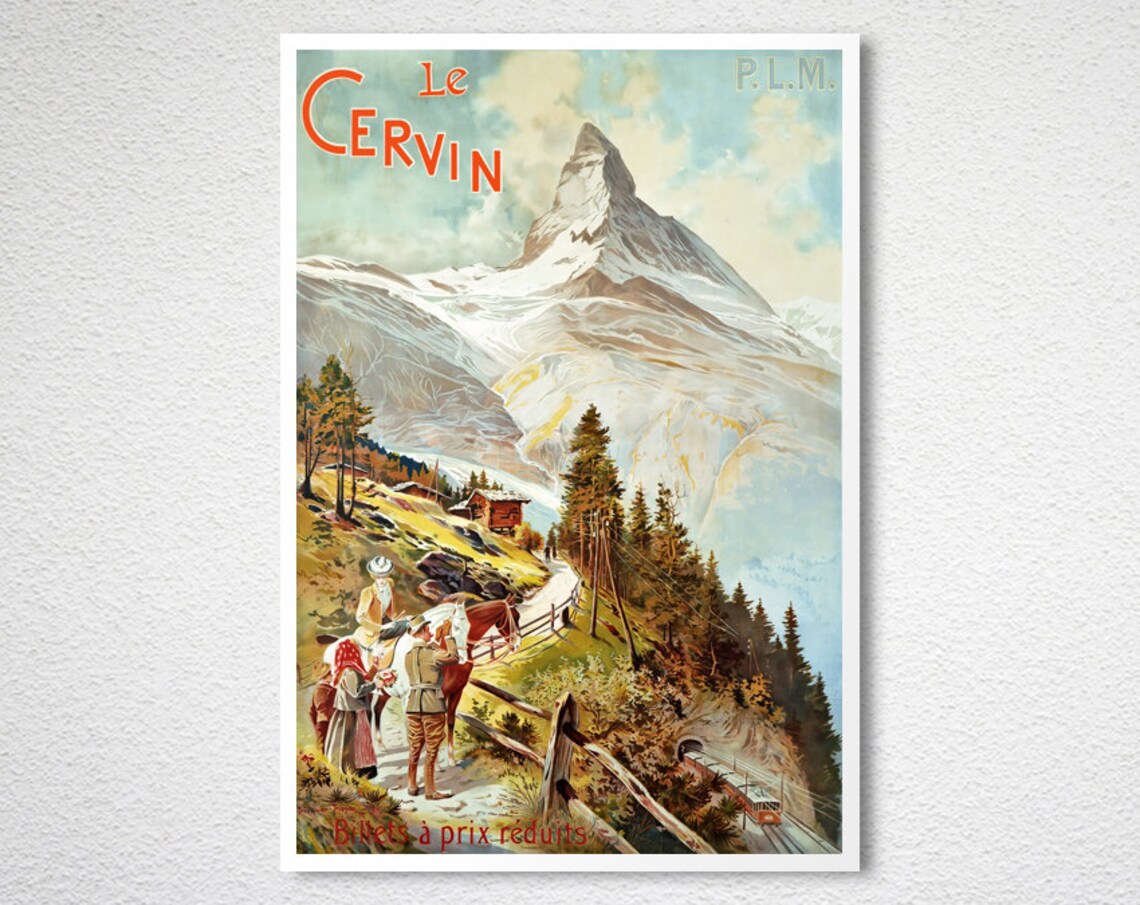 Le Cervin Vintage Swiss Matterhorn Alpine P.L.M. Travel Poster - Image 2