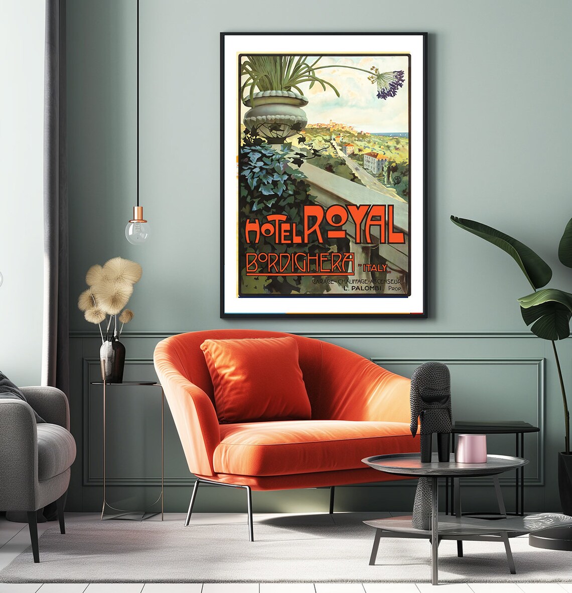 Hotel Royal Bordighera Italy Vintage Travel Poster - Image 2