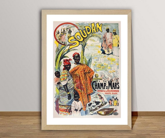 Soudan Champ de Mars Porte Rapp Paris Exposition Vintage Africa Poster