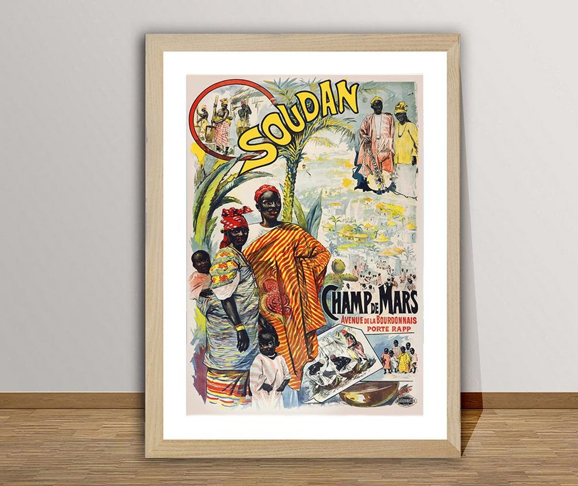 Soudan Champ de Mars Porte Rapp Paris Exposition Vintage Africa Poster
