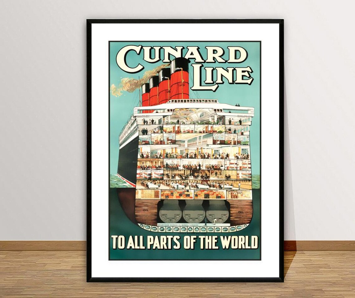 Cunard Line Vintage Travel Poster, Retro World - Image 2