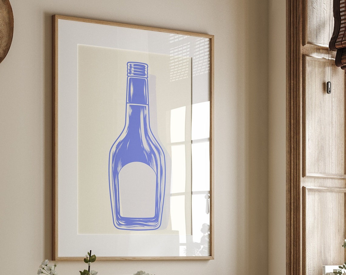 Blue Bar Cart Wall Art Minimalist Prints Modern Art Bohominimalistdecor Bar Art File