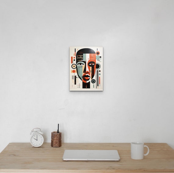 Art Deco Mid Century Wall Art Print Geometric Style Art Stretched Gallery Modern Home Wall Art Office Decor Red Black Green Design