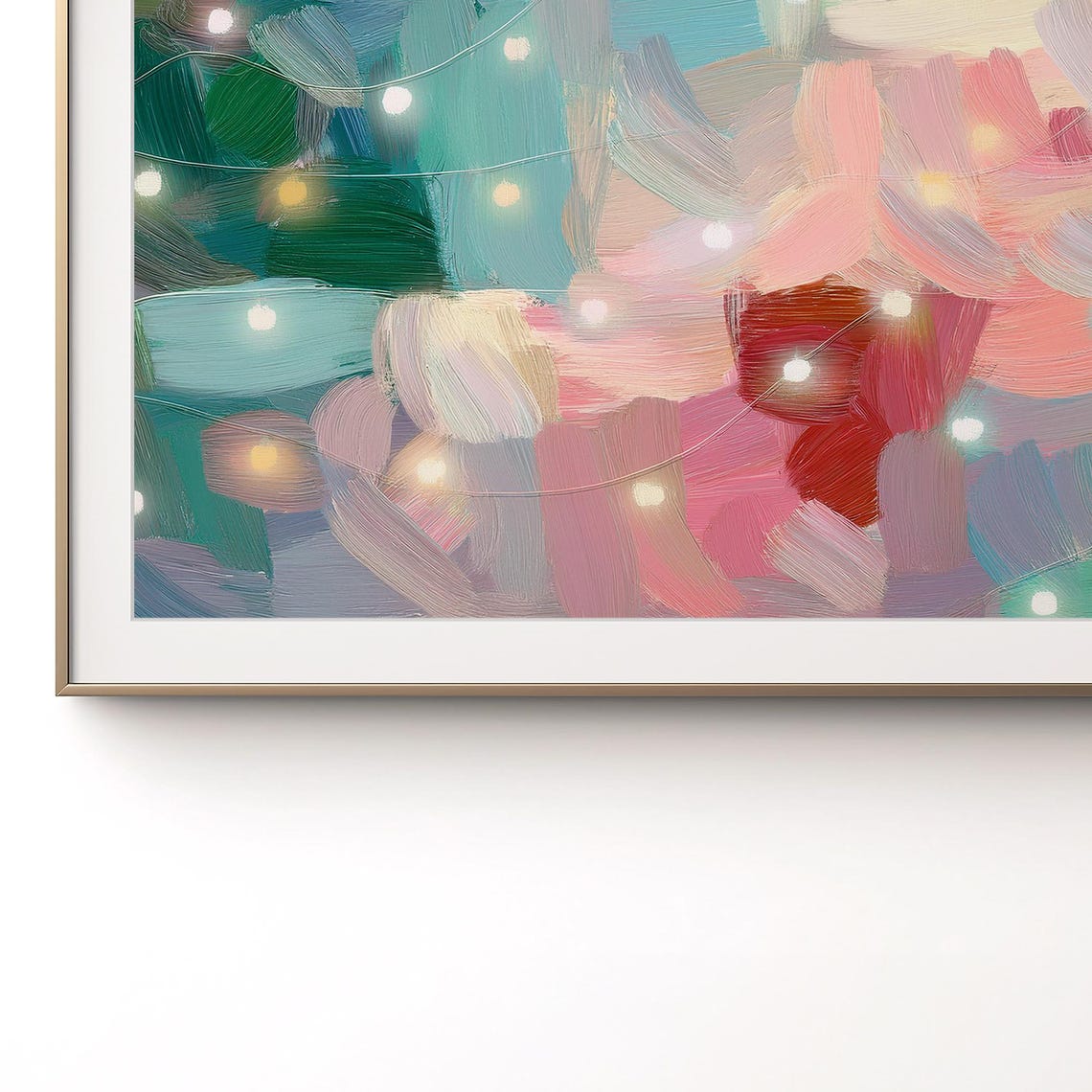 Colorful Abstract Painting String Lights Festive Brushstroke Poster - Image 2