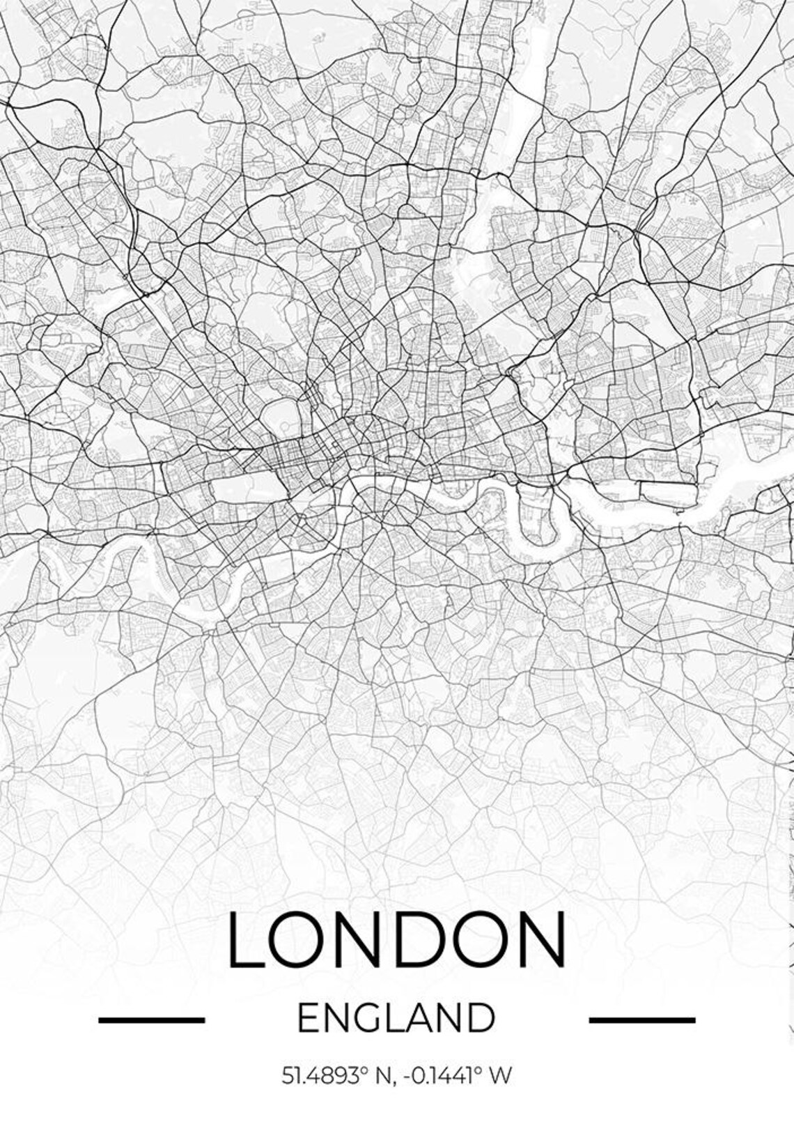 London England City Street Map Gradient Art Travel Gift Poster - Image 4