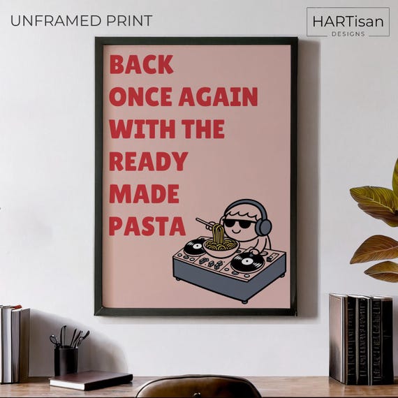 Ready Made Pasta Unframed Funny Poster Humorous Home Decor Wall Art Gift Idea