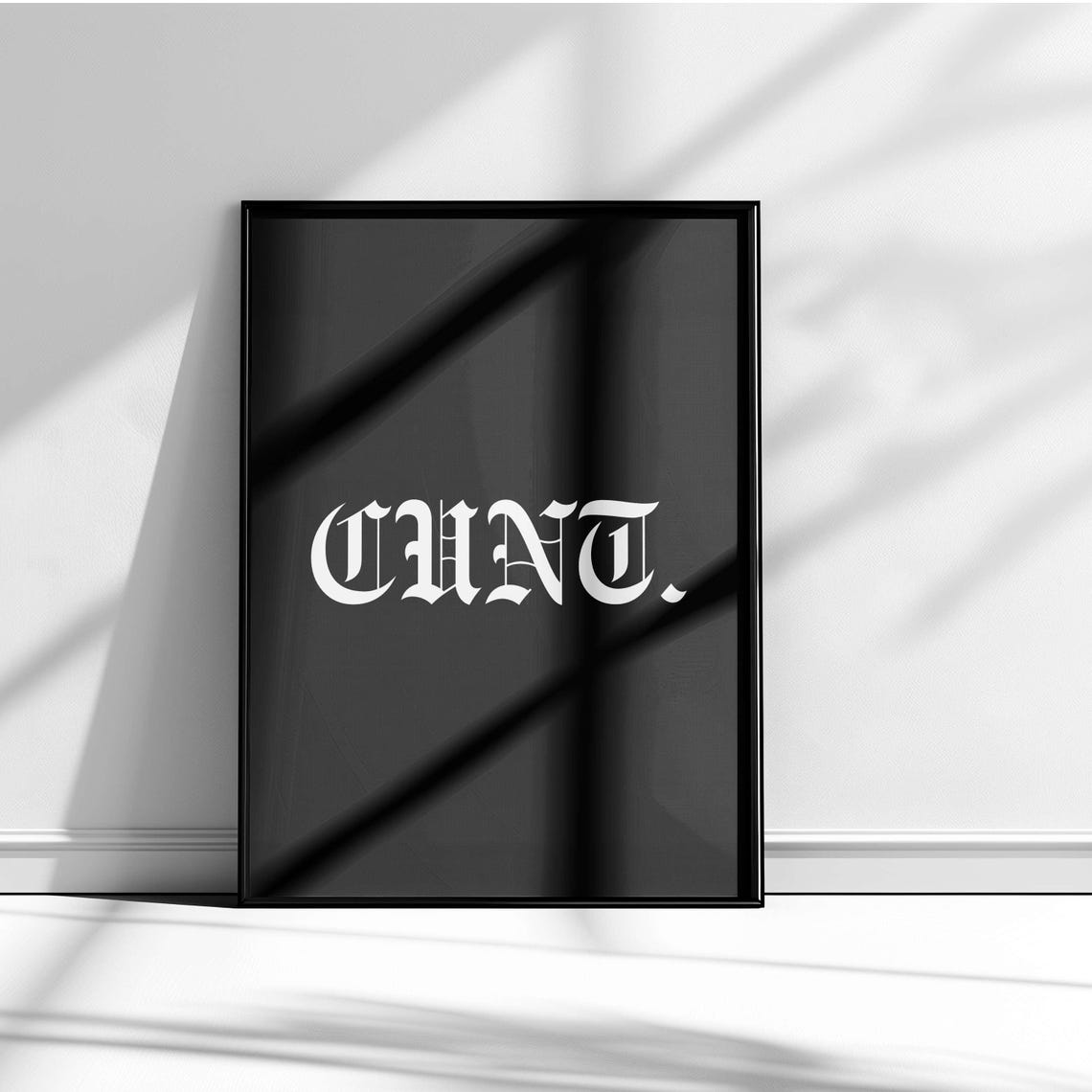 Cunt Gothic Blackletter Navy Blue Bold Single Word Quote Poster - Image 5