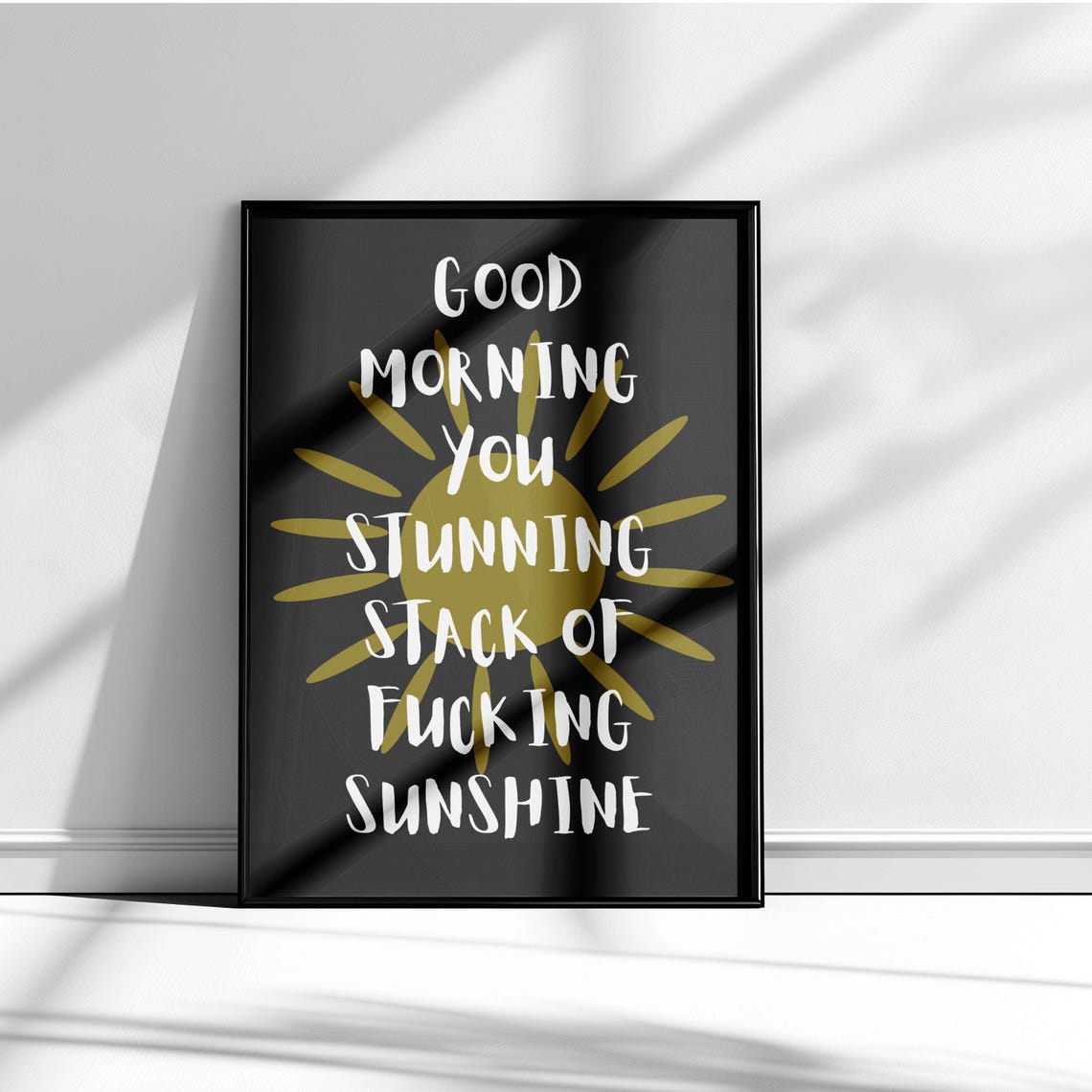 Good Morning Stunning Stack of Sunshine Sage Green Funny Poster - Image 5