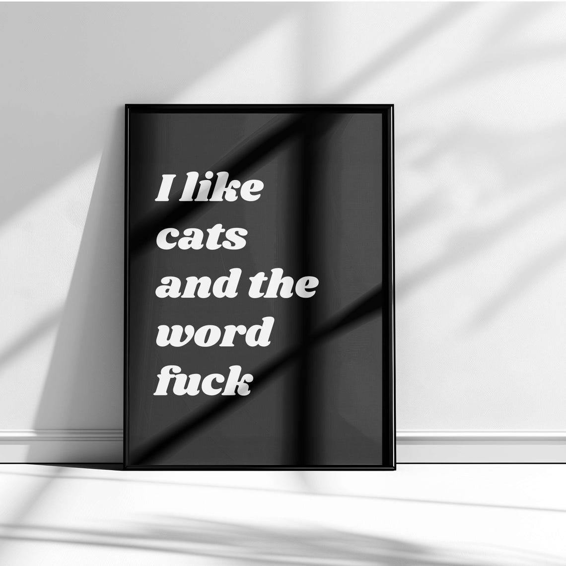 I Like Cats and the Word Fuck Sage Green Retro Bold Humor Poster - Image 5