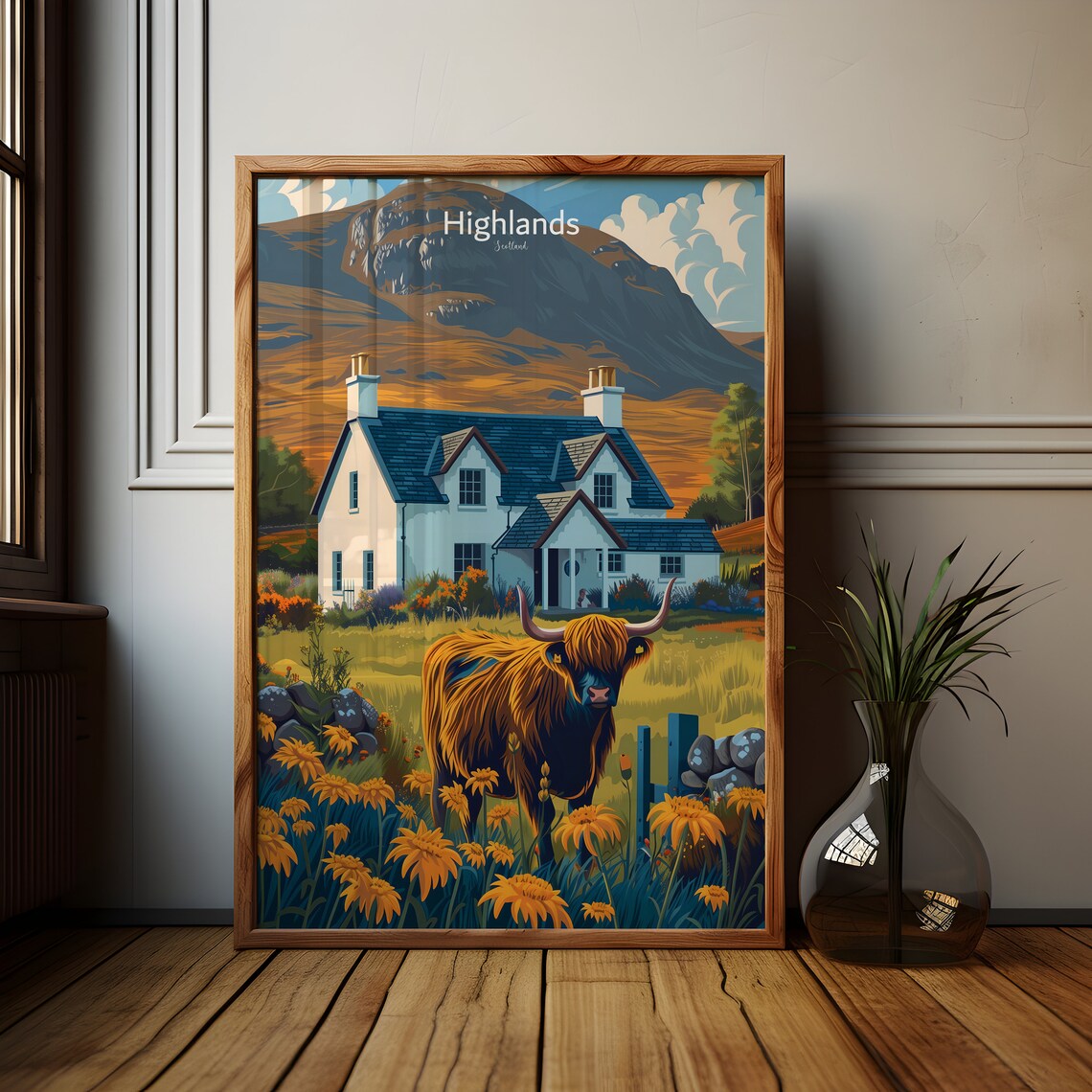 Scottish Highlands Travel Poster, Highland Cattle