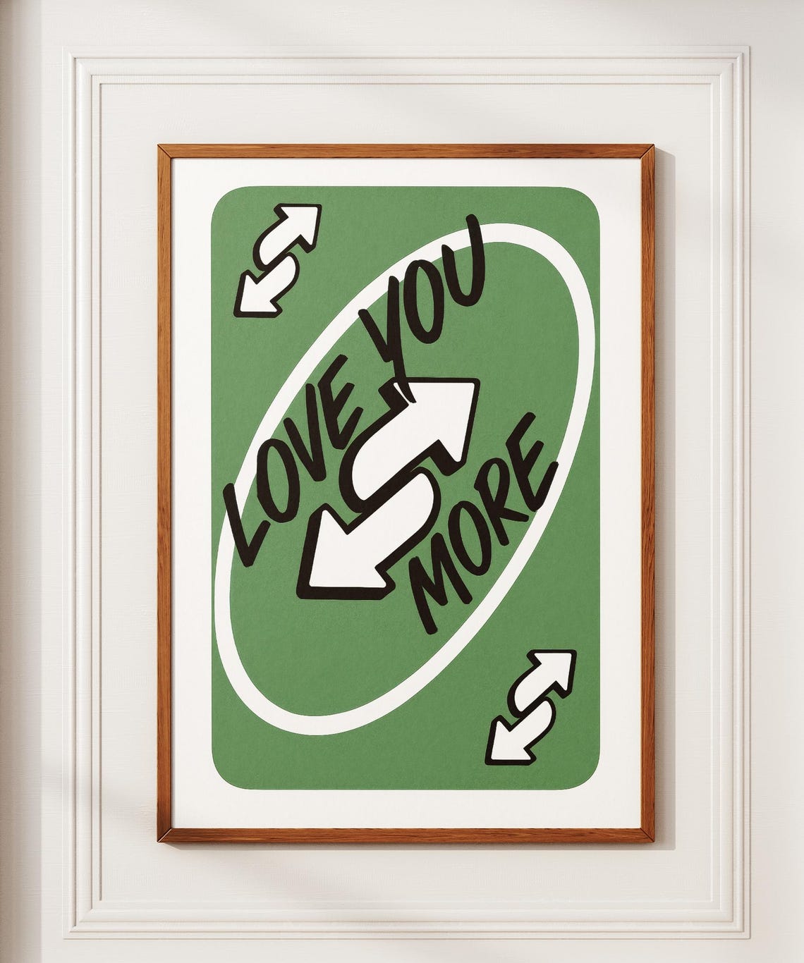 Love You More Green Reverse Card Love Quote Trendy Gift Wall Art