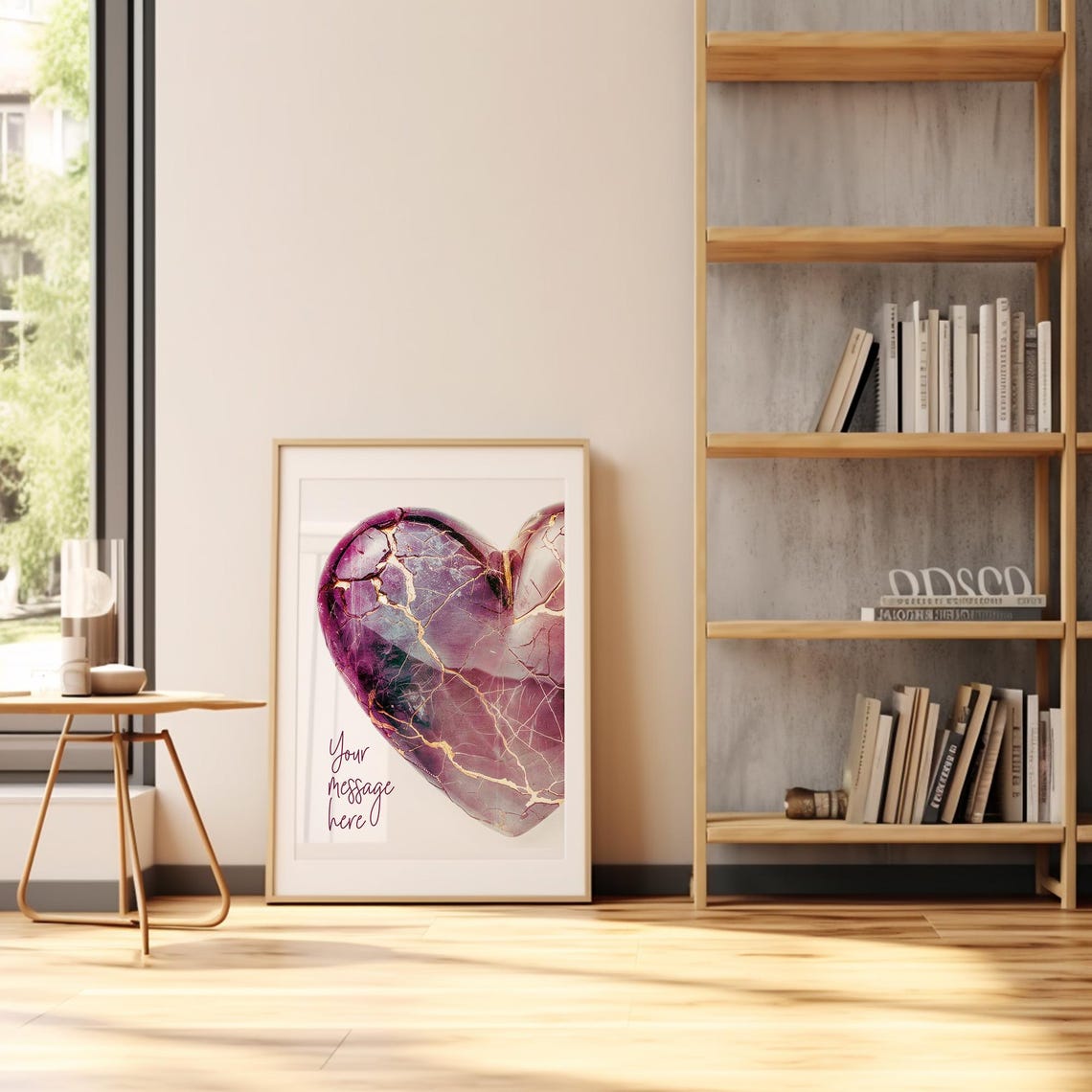 Personalized Purple Kintsugi Heart Custom Message Gold Crack Poster - Image 3