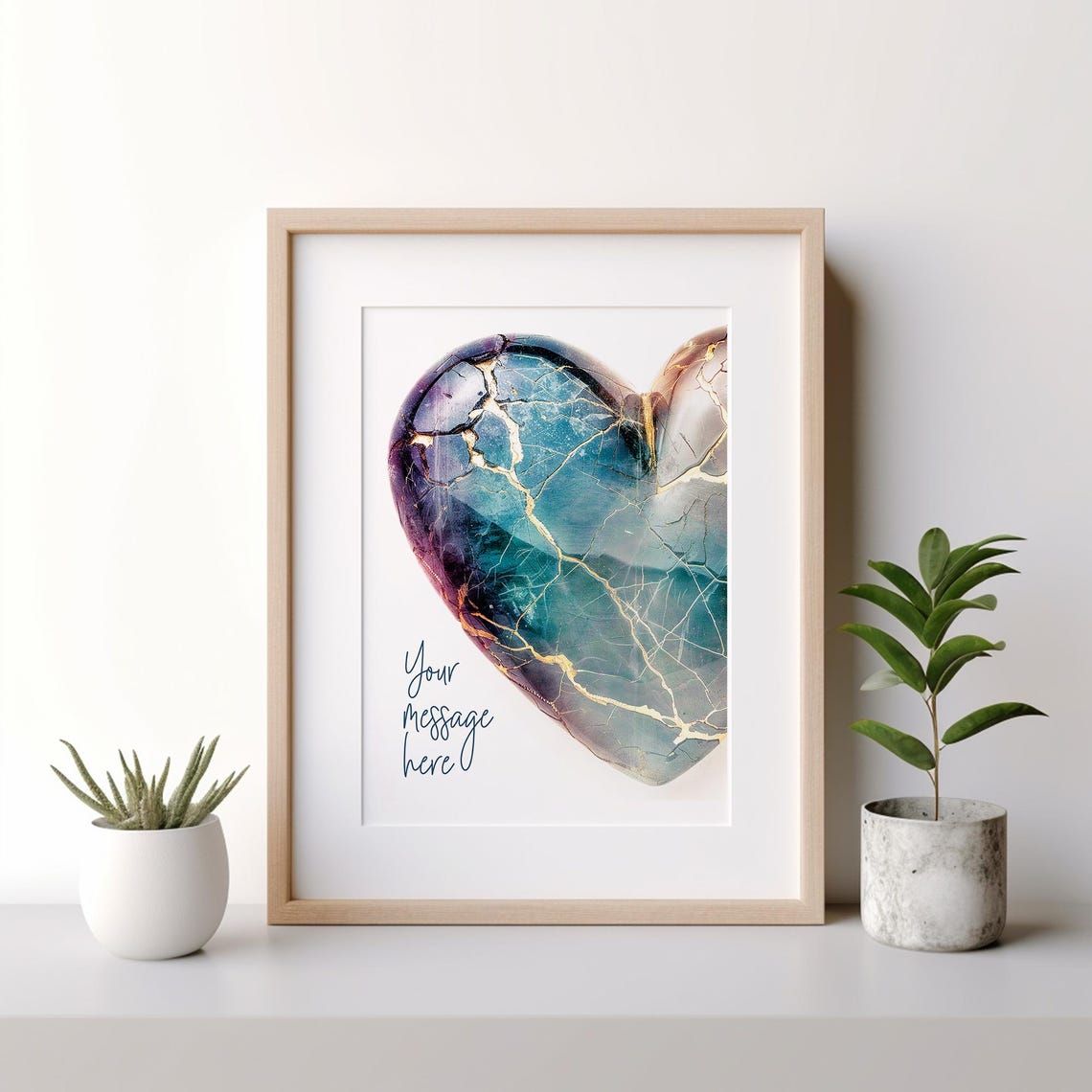 Personalized Purple Kintsugi Heart Custom Message Gold Crack Poster - Image 2