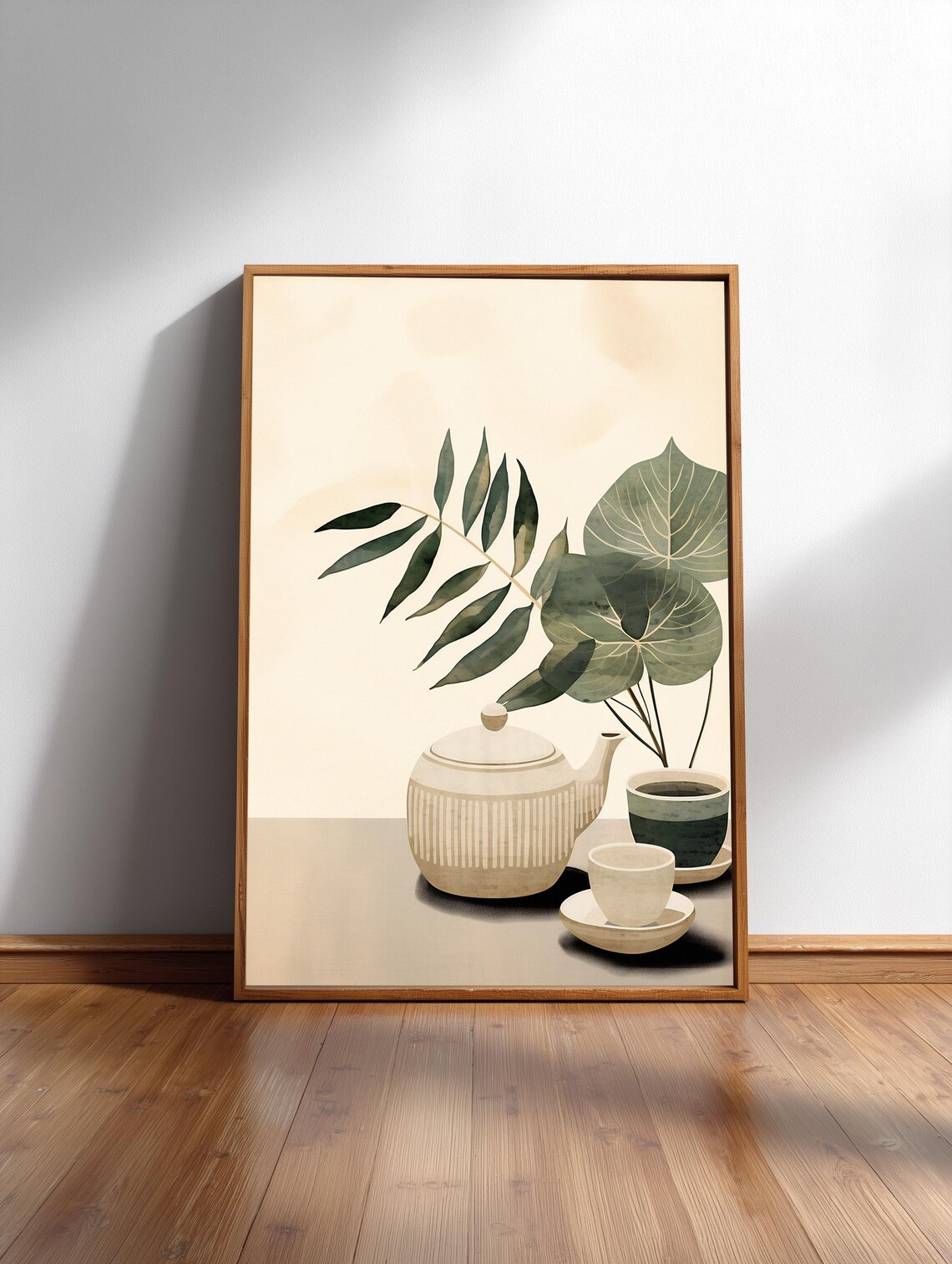 ZZ Plant Sage Green Japandi Botanical Art Print