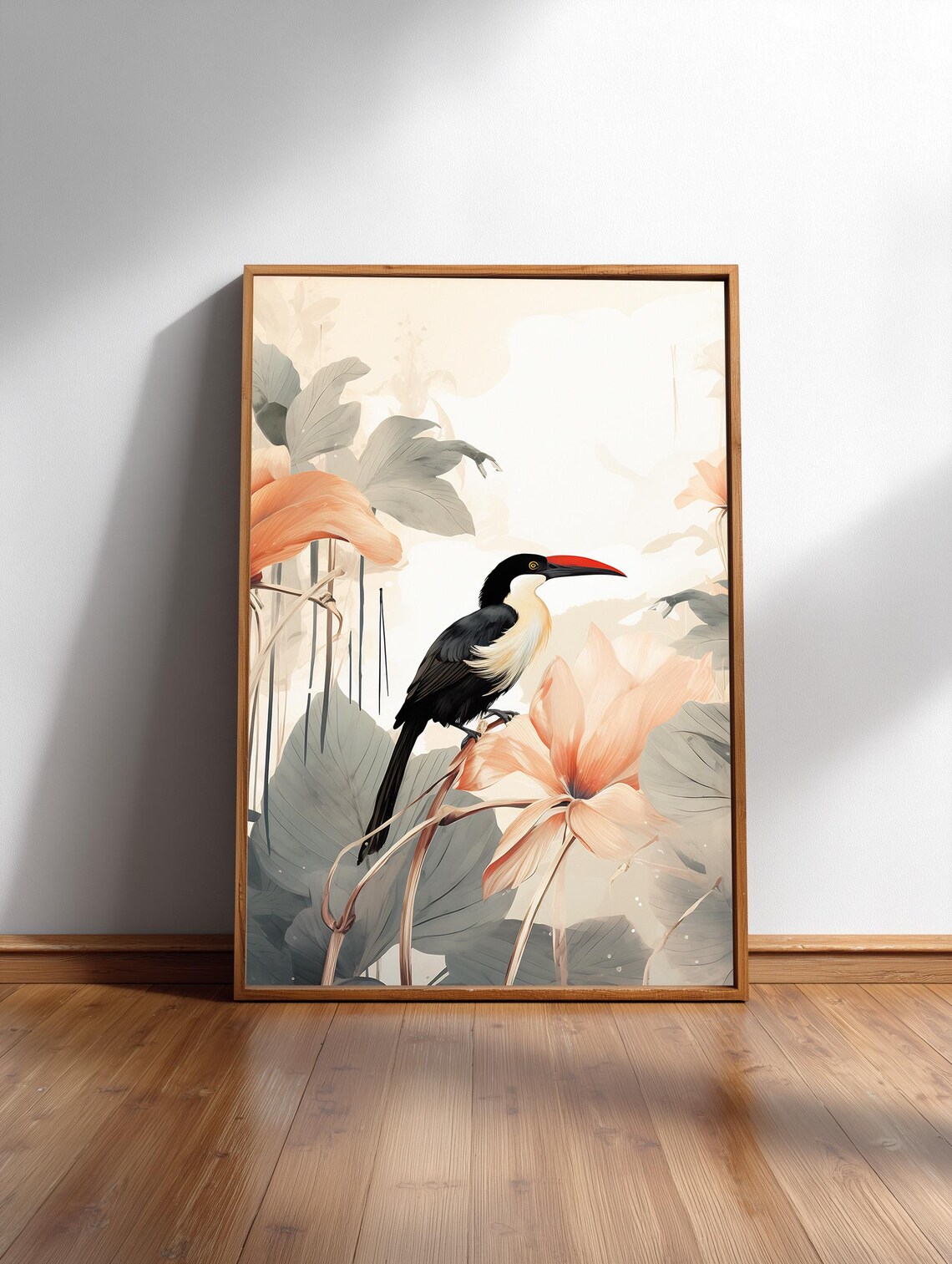 Exotic Bird Japandi Silhouette, Modern Zen Art Print