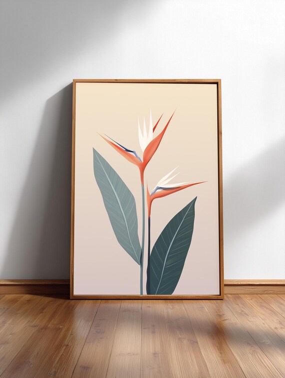 Bird Of Paradise Twotone Japandi Botanical Muted