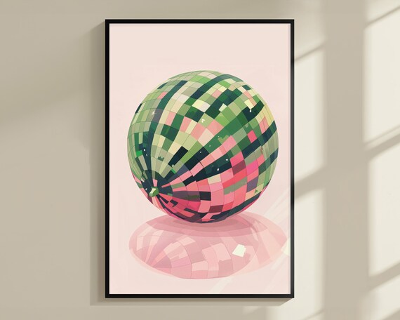 Disco Watermelon Print Disco Watermelon Poster Trendy Disco Ball Wall Art Kitchen Wall Art Dining Room Prints Wall Art