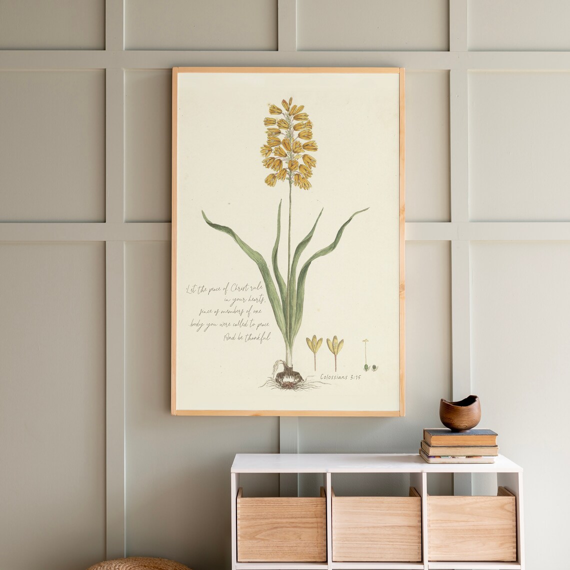 Vintage Botanical Colossians 3 Peace of Christ Art Print - Image 3