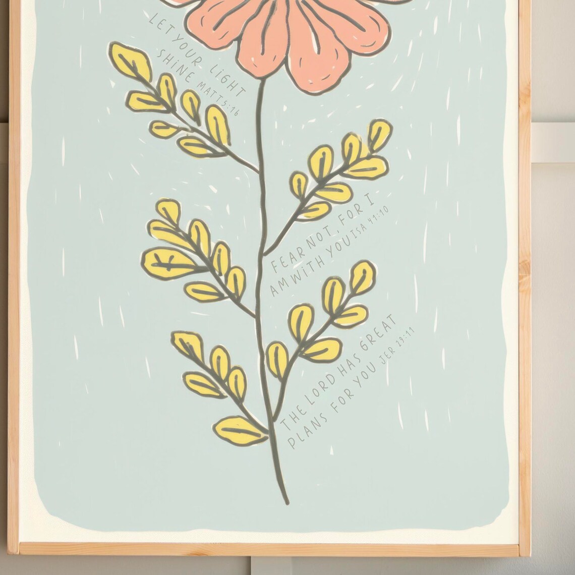 Girls Flower Bible Verse Kids Room Scripture Art Print - Image 3
