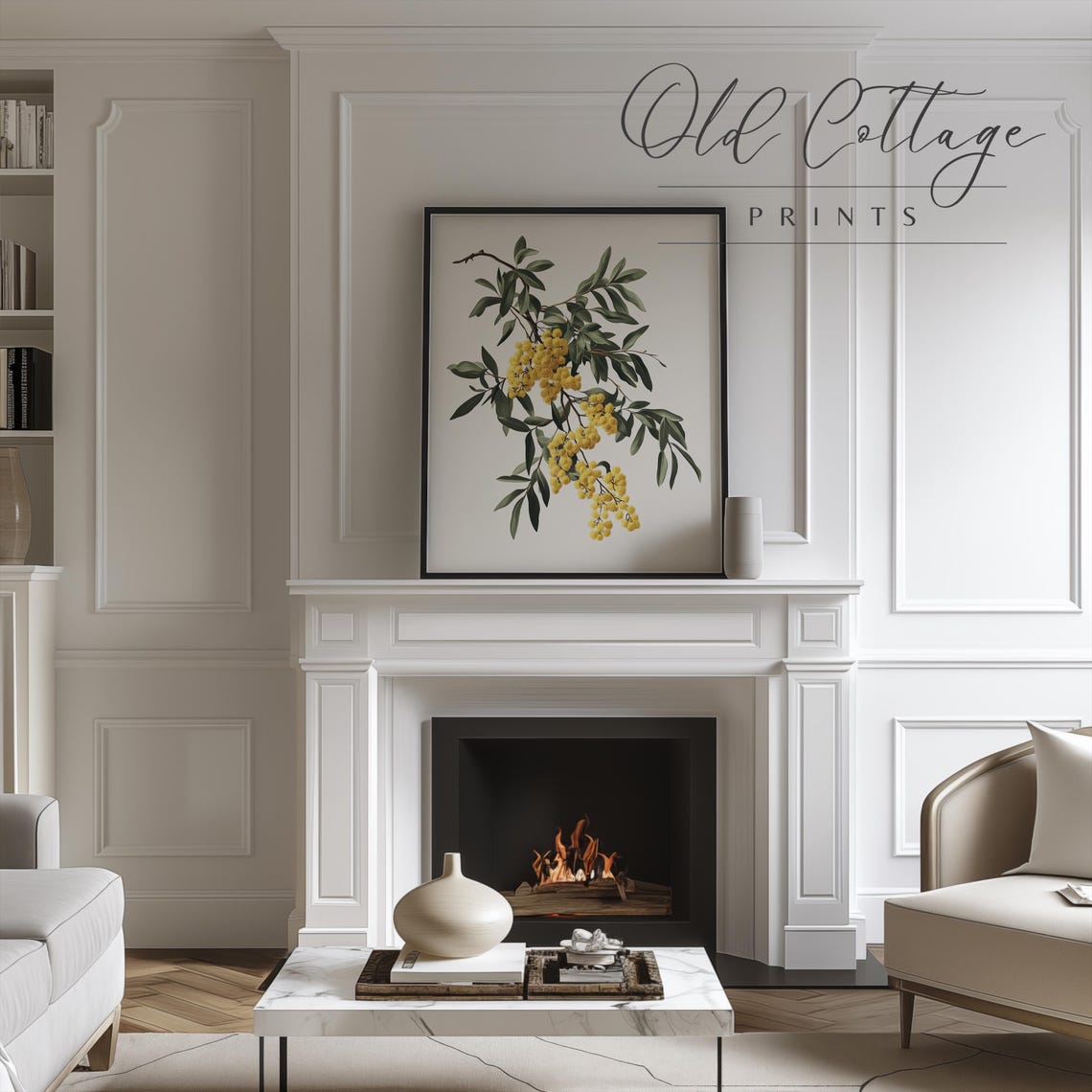Bright Yellow Spring Blossom Branch Vintage Botanical Flower Poster - Image 2
