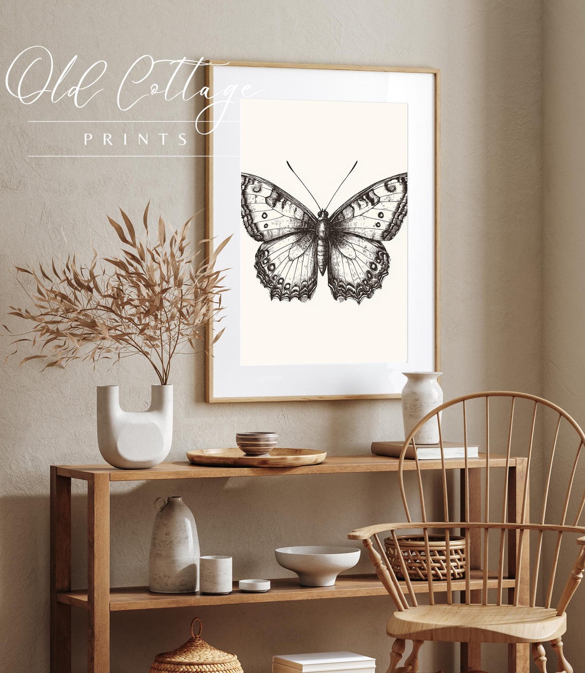 Intricate Black and White Butterfly Illustration Nature Art Poster - Image 2