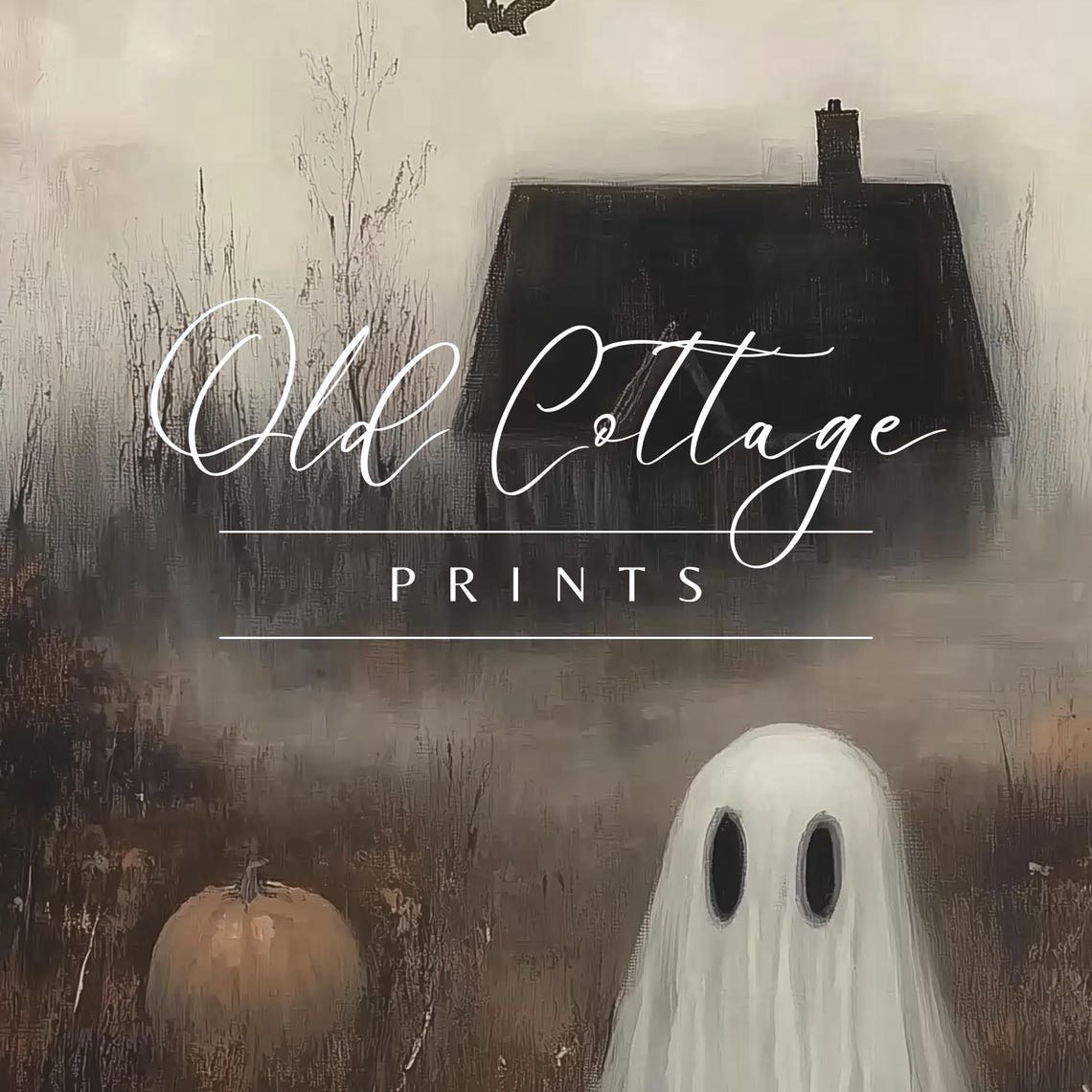Cute Ghost In Pumpkin Patch Field On Spooky Halloween Night Poster - Image 2