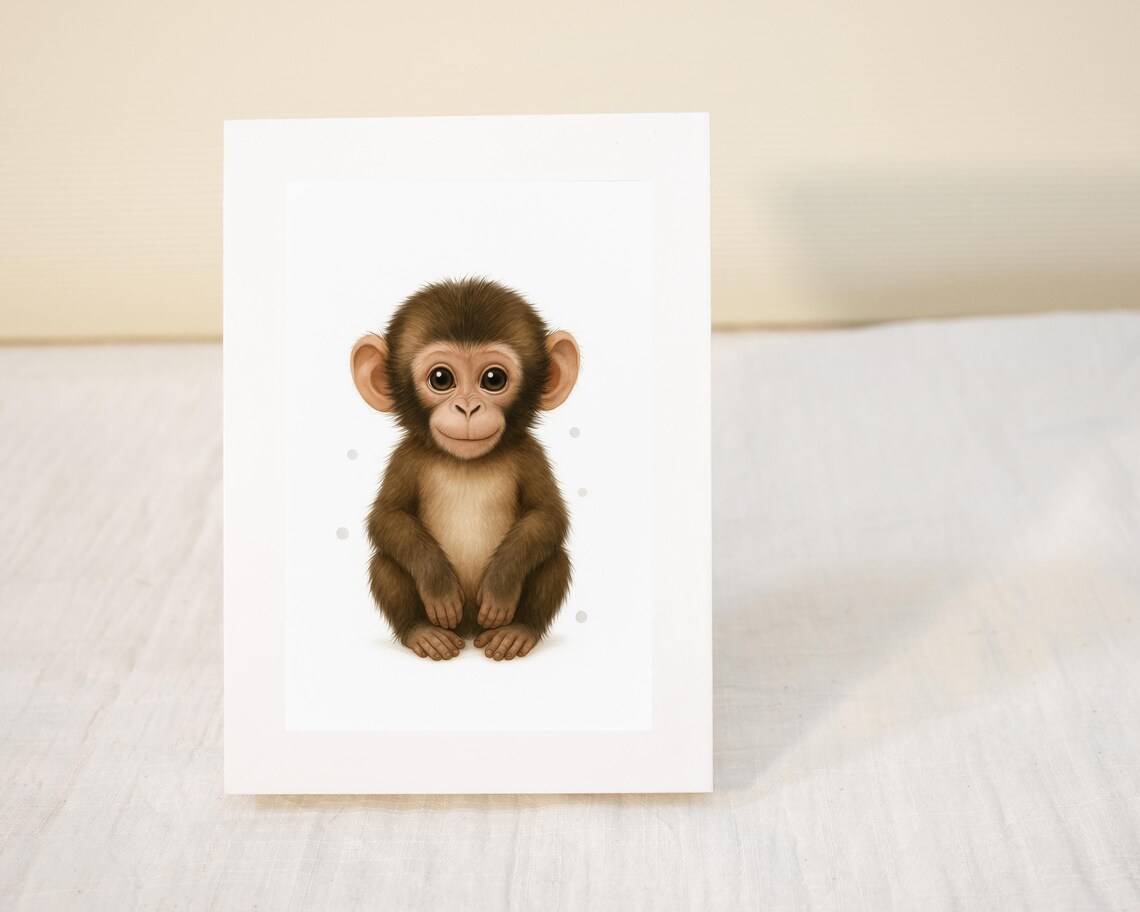 Safari Baby Monkey Nursery Art, Cute Kids Room Decor - Image 3