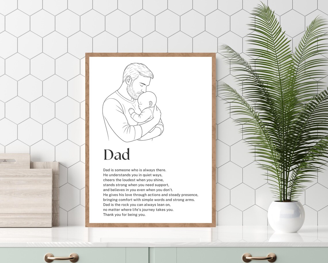 Fathers Day Gift Minimalist Line Art For Dad - Image 2
