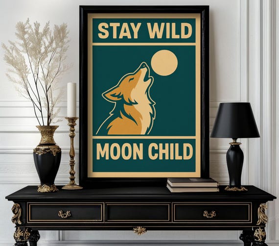 Funny Animal Quote Poster Stay Wild Moon Child Trending Decor White Elephant Gift Lover Cute Motivational F1e01