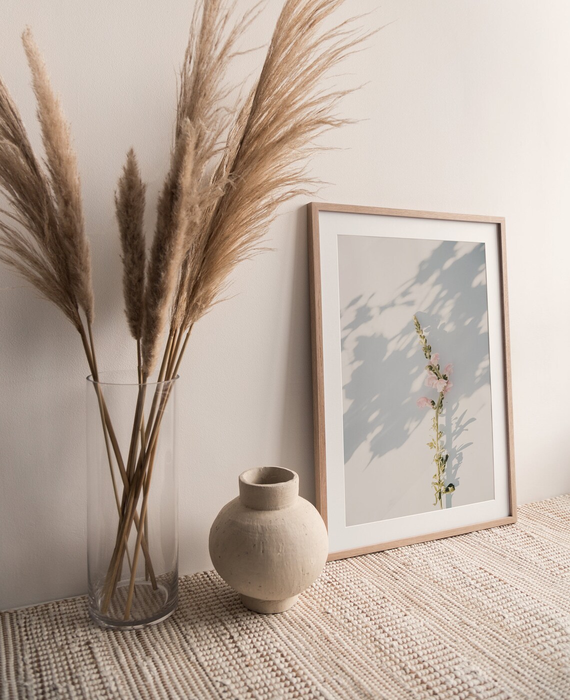 Pink Snapdragon Blossom Light Shadow Minimalist Floral Art Poster - Image 2