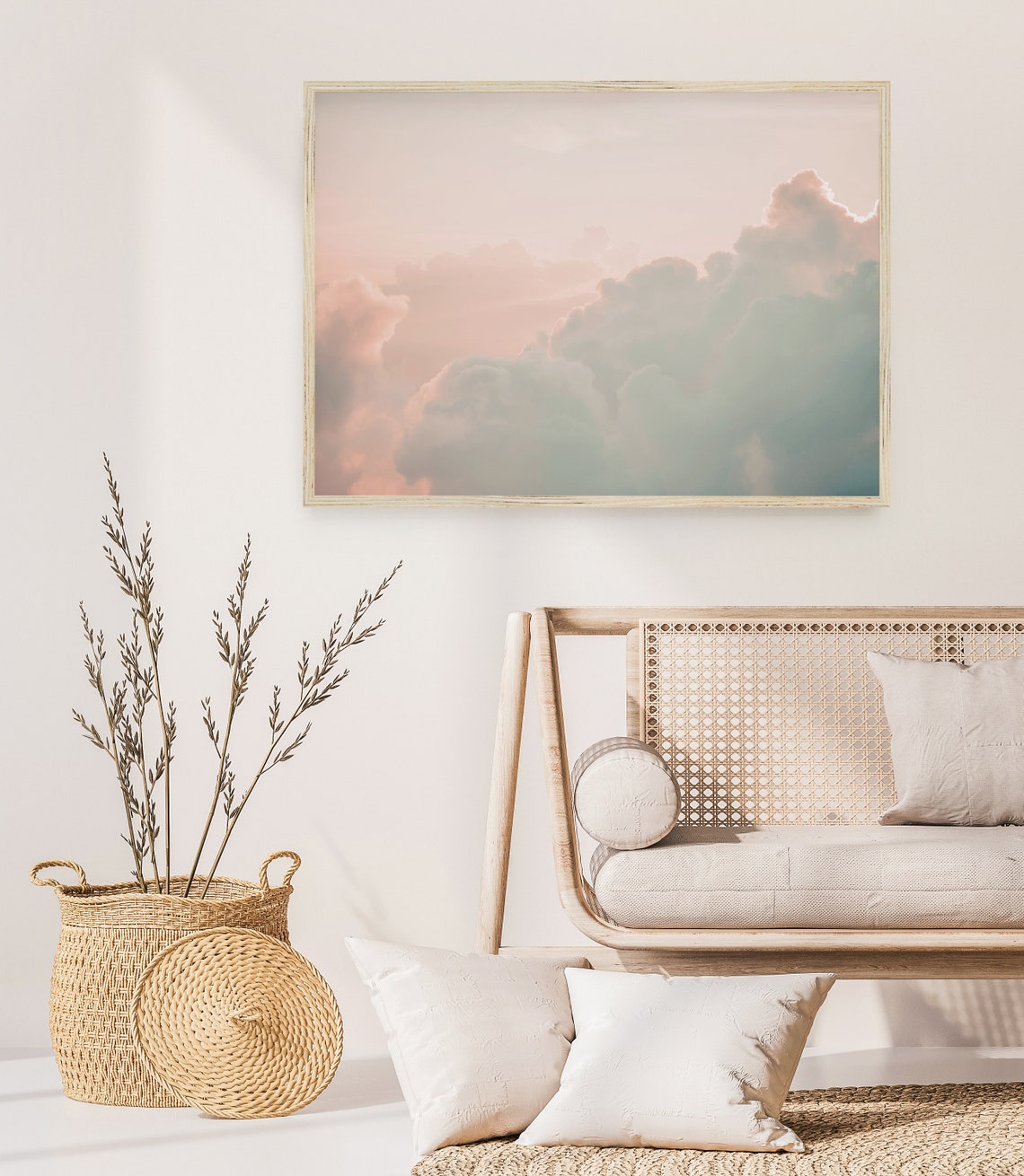 Pastel Pink Sunset Clouds Dreamy Sky Soft Neutral Travel Poster - Image 3