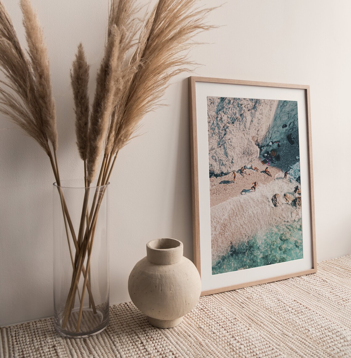 People On The Beach Santorini Coastal Wall Art - Image 2