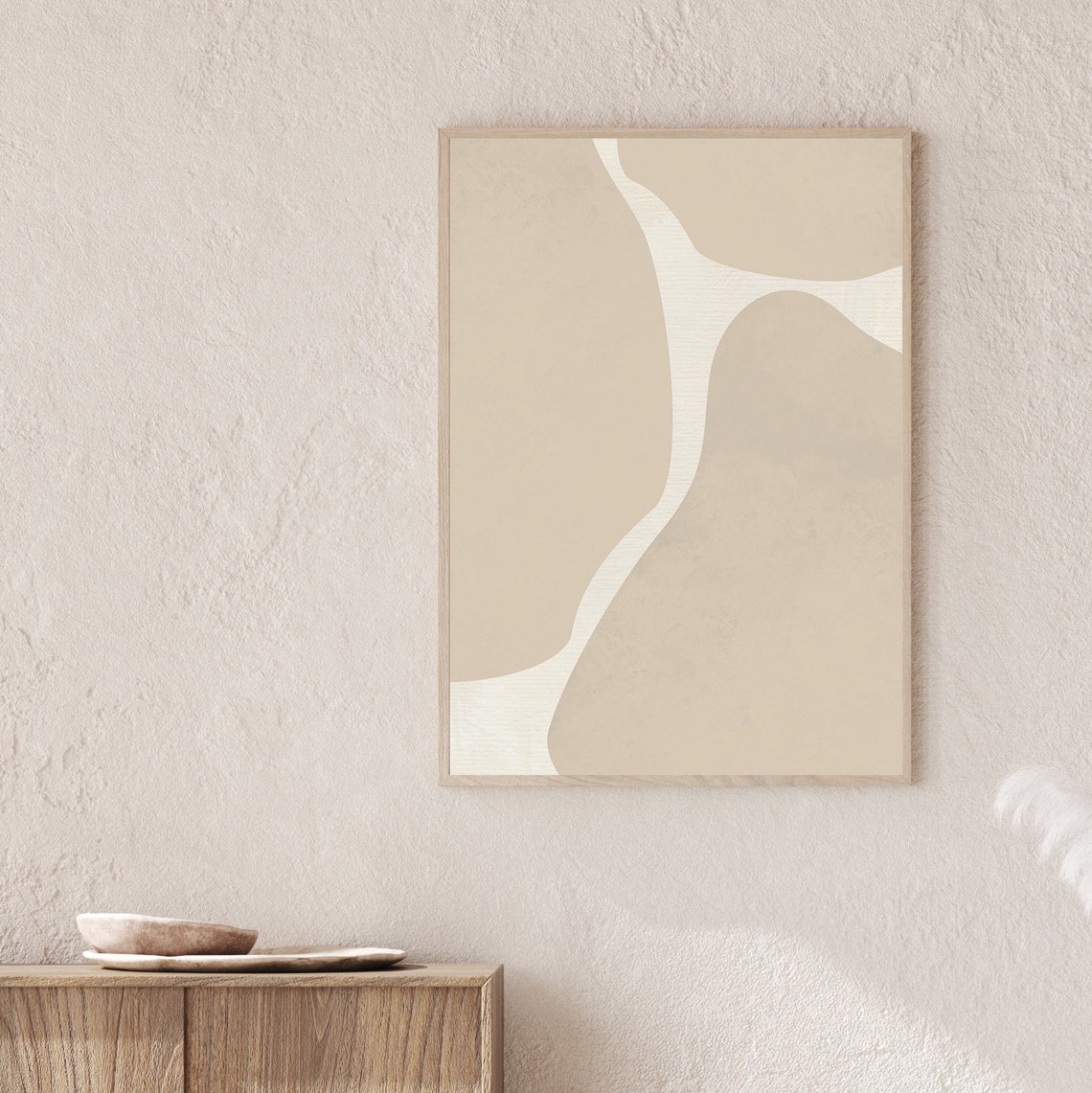Beige Organic Shapes Cream Split Minimal Abstract Neutral Art Poster - Image 2