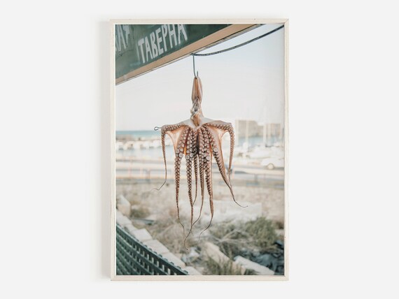 Fresh Caught Seafood Greece Fish Market Travel Photo Octopus Art Greece Seafood Stand Coastal Greece Print Greece Seafood Art