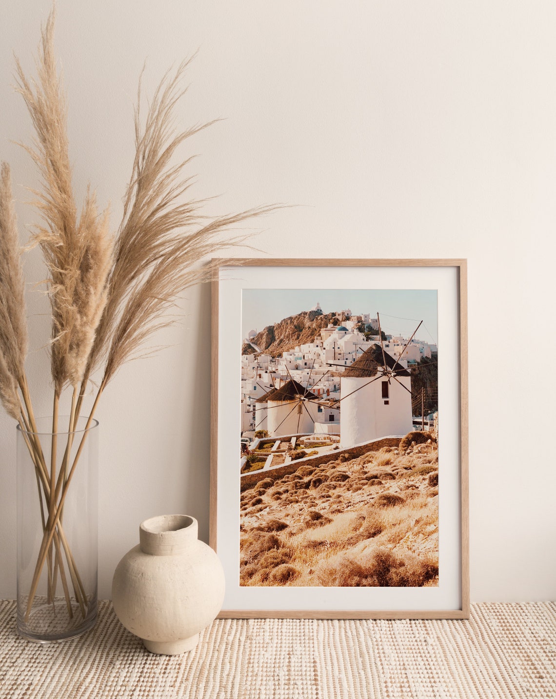 Mykonos Greece Windmills Over Whitewashed Hillside Town Travel Poster - Image 2