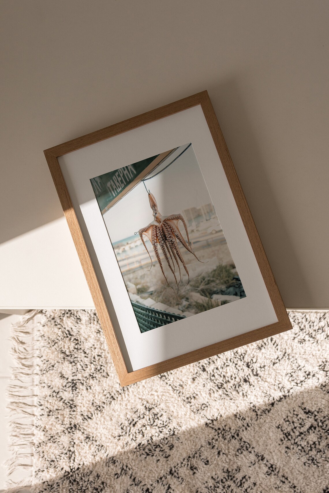 Greece Octopus Hanging at Seaside Taverna Greek Island Travel Poster - Image 3
