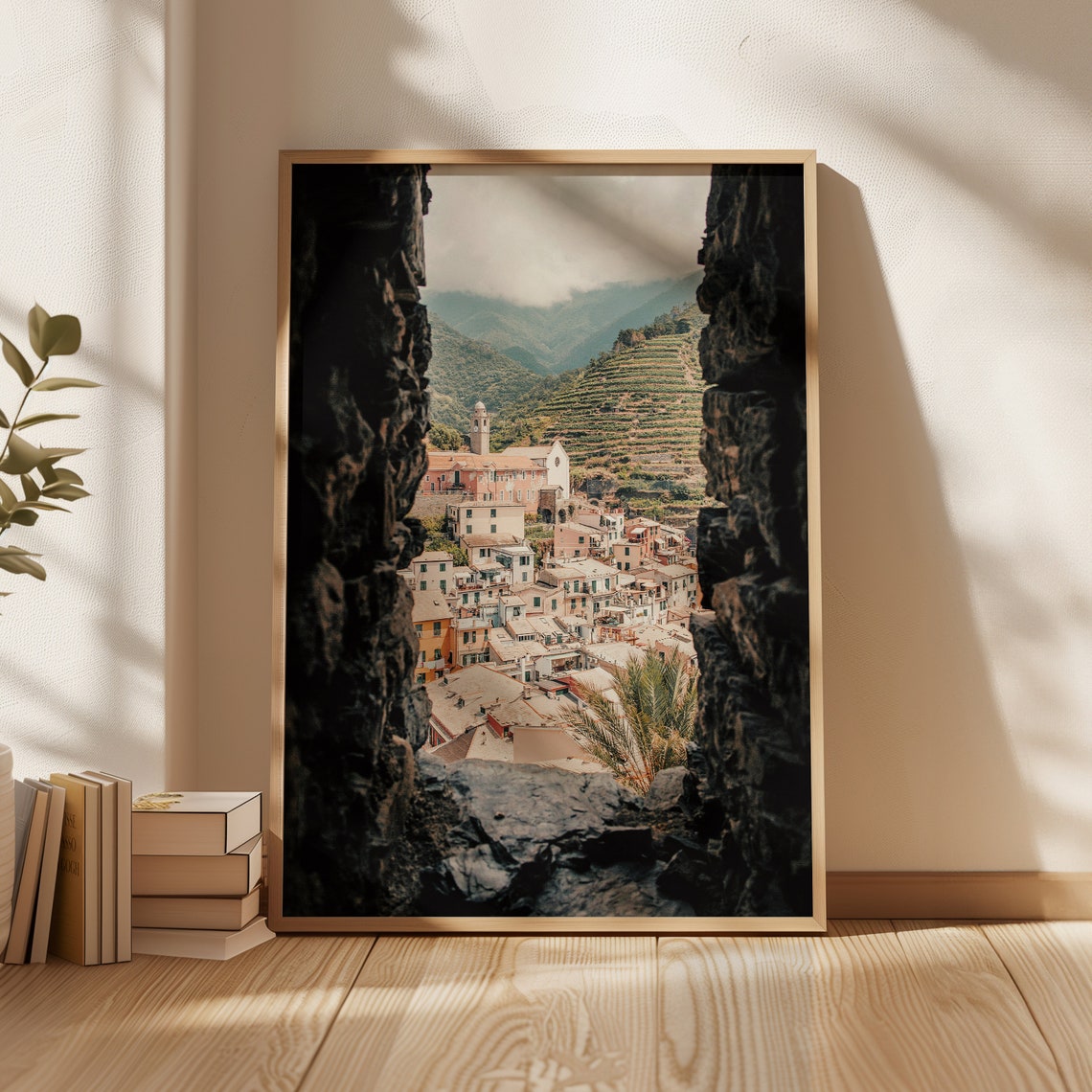 Cinque Terre Italy Seaside Village View Through Rocky Crevice Poster - Image 4
