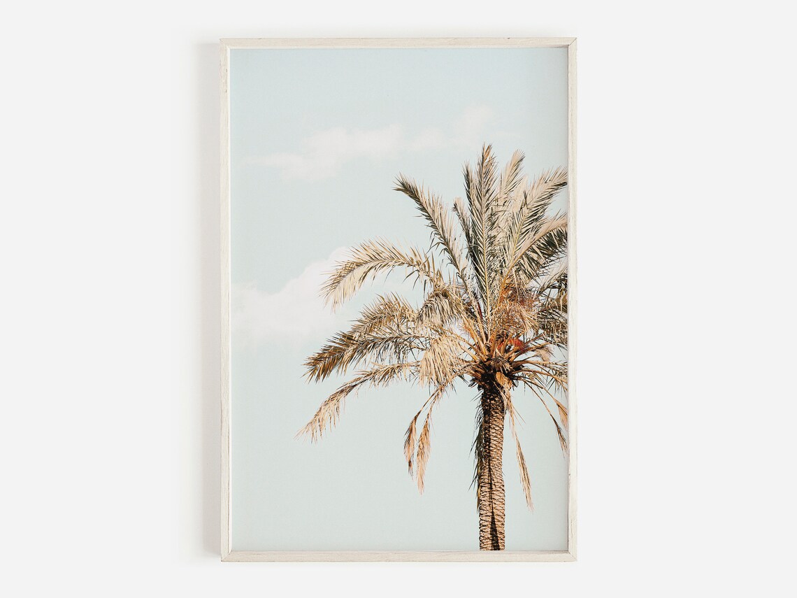 Summer Palm Trees Pastel Beach Art Print
