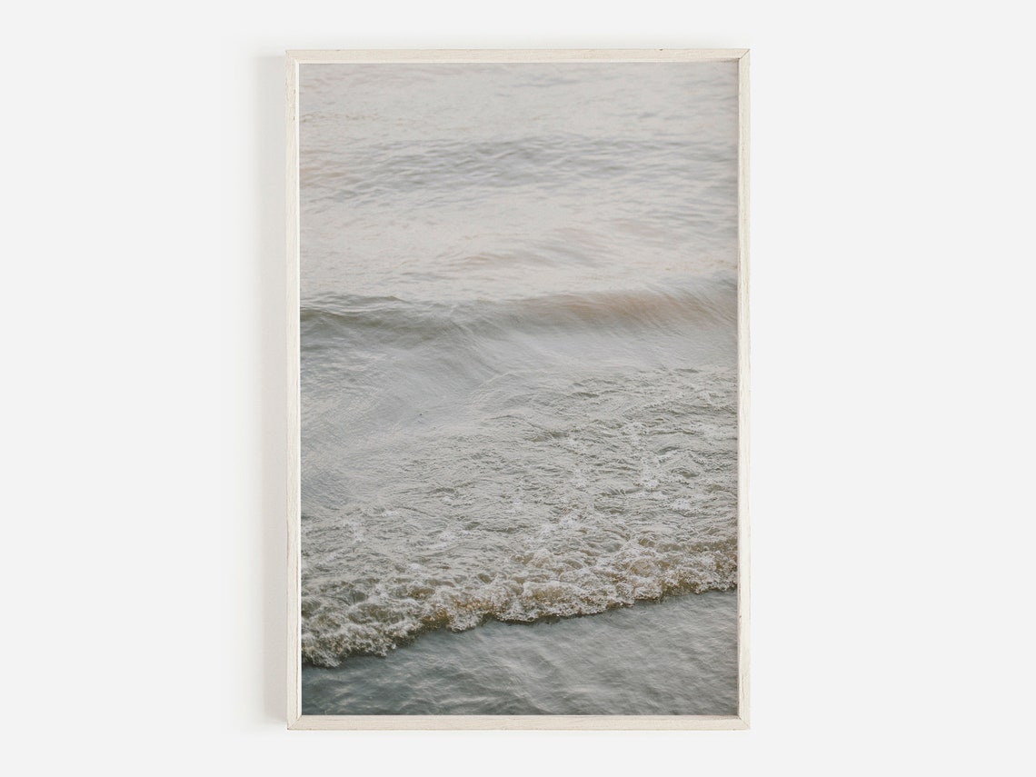 Soft Neutral Ocean Waves Minimal Coastal Water Travel Poster