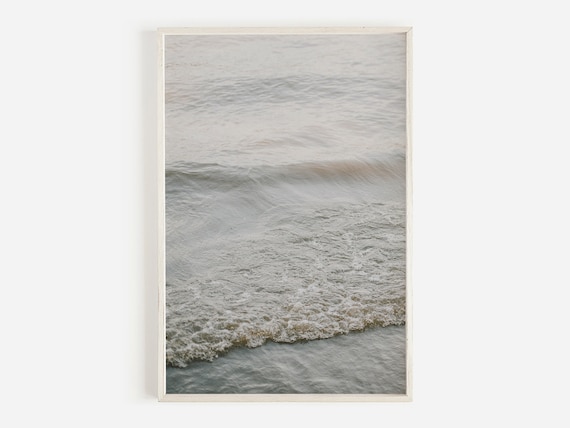 Soft Neutral Ocean Waves Minimal Coastal Water Travel Poster