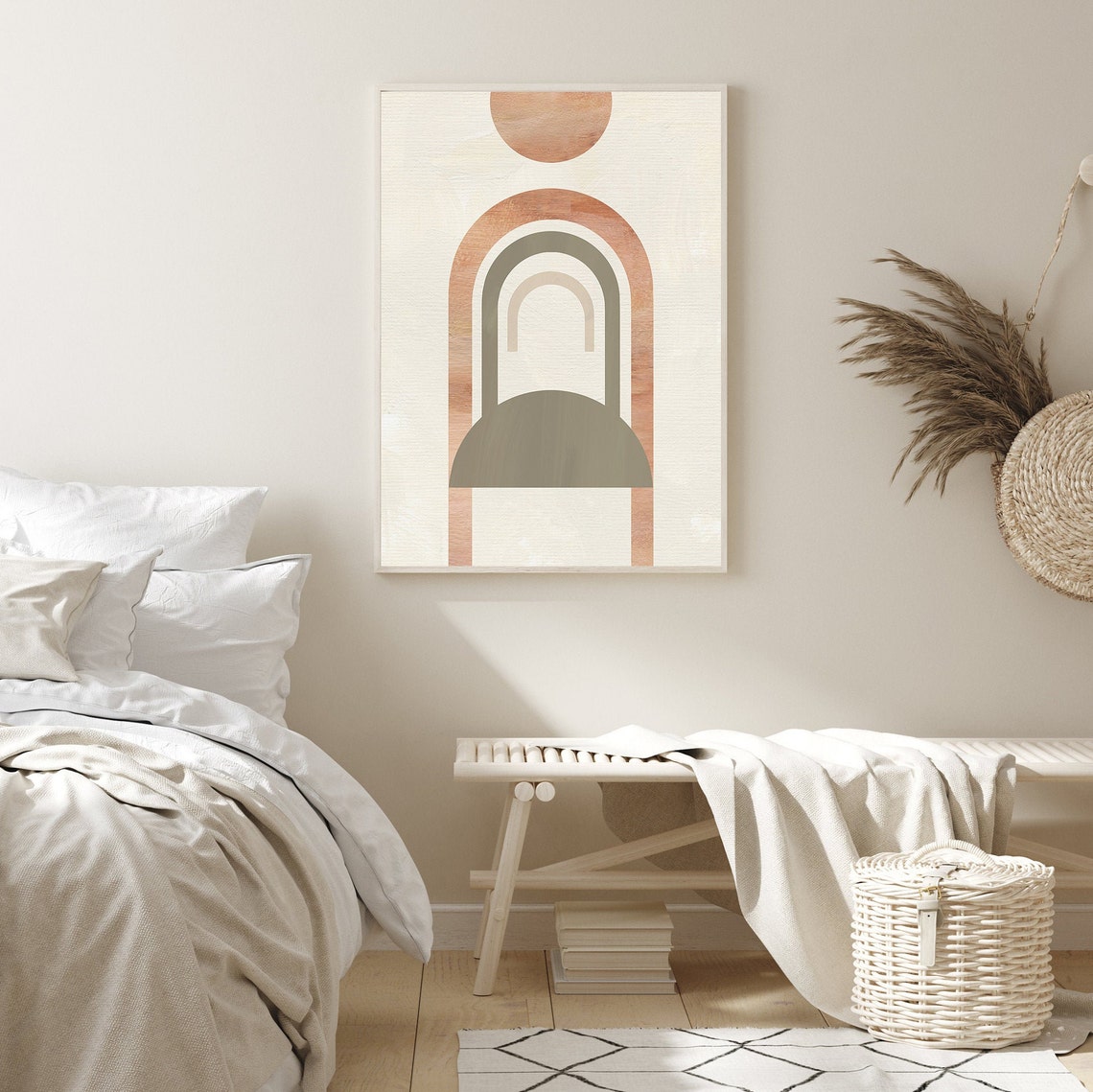 Terracotta Sun Arch Olive Dome Mid Century Abstract Boho Wall Poster - Image 2