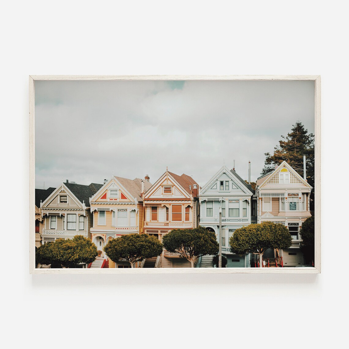 Painted Ladies San Francisco Travel Poster, Victorian Houses